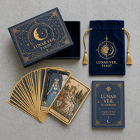 Cartes de tarot et d'oracle de luxe avec impression personnalisée, logo sur mesure, dorure à chaud et bordure noire, fabrication OEM en gros