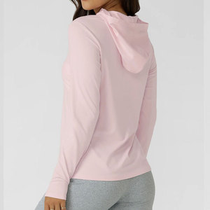 Long Sleeved Top High Stretch Yoga Women Hoodie Design Shirt Custom Regular Length Elastic Material <b>Thumb</b> Hole <b>Cuff</b> Design - Product Image 2