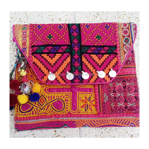 Handmade Vintage Banjara Women's Clutch Bag Embroidered Suede Fringes Leather Cotton Lining Fashion <b>Pouch</b> Zipper Closure Bulk - Product Image 2