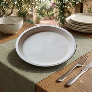 Assiette jetable ronde en bagasse blanche de 11 pouces, durable, pour buffet d'hôtel - Product Image 4
