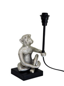 Base de Lámpara de Mesa Silver Monkey - Lámpara de Escritorio Decorativa con Forma de Chimpancé Sentado - Acabado en Plata Antigua - Adorno Original para Decoración del Hogar - Product Image 4