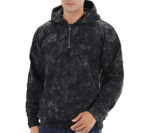 Sweat-shirt en molleton à capuche et demi-zip pour homme, coupe classique, motif uni noir et gris, décontracté, pour l'automne - Product Image 2