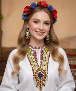 Ensemble collier et boucles d'oreilles perlés de style bohème ukrainien – Bijoux ethniques avec boucles d'oreilles pour Noël, fête - Product Image 5