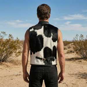 Chaleco Vaquero de Cuero Genuino para Hombre, Estilo Western, Hecho a Mano, con un Solo Botón, para Verano, Venta Caliente - Product Image 2