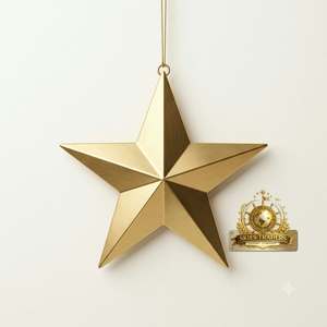 Étoile suspendue 3D personnalisée en laiton, ornement de Noël de luxe doré, pendentif étoile métallique, artisanat pour arbre de Noël, fournisseur de produits pour la maison - Product Image 1