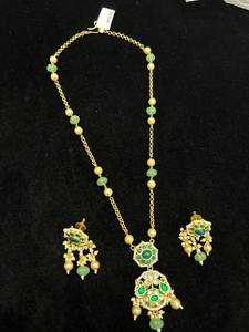 TISHYA DIAMOND Ethnic Flower Shape Gold Plated Copper Alloy Necklace Earring <b>Set</b> Imitation <b>Pearl</b> Certified Women's Jewelry - Product Image 2