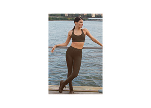 High Waist Full Length Yoga <b>Leggings</b> Elastic Waist Seamless Spandex Four-Way Stretch <b>Striped</b> Quick Dry Pants - Product Image 3