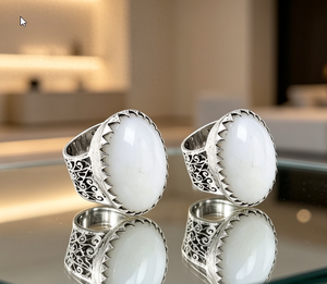 Anillo de cóctel Art Palace Moonstone, chapado en plata 925, engaste ovalado, estilo bohemio, joyería unisex - Product Image 2