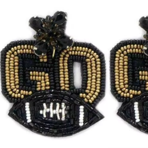 Pendientes Largos Bordados con Cuentas de Semilla y Pedrería, Diseño de Estrella de Moda, Novedad, Ideas de Regalo para Bodas y Fútbol Americano Universitario por MD HANDICRAFTS - Product Image 1