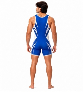 Débardeur de compression sans manches pour homme, bleu et blanc, col rond, en spandex et polyester, respirant, sans couture, imprimé, vêtements de sport pour toutes les saisons - Product Image 2