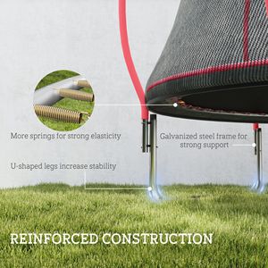 Trampoline d'extérieur rouge de 3 m approuvé ASTM avec filet de sécurité et poteaux incurvés pour sauteurs et rebondisseurs - Product Image 6