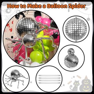 Kit Decorazioni Halloween: Arco di Palloncini 4D a Forma di Ragno Disco, Ghirlanda Metallica Nera, Rosa Caldo e Bianca - Product Image 2