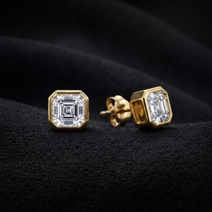 Asscher Cut Moissanite Stud Earrings 18K Gold Plated Geometric Claw Setting Classic Fine Jewelry Unisex <b>Wedding</b> Everyday Wear - Product Image 2