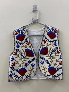Floral Embroidered Cotton Vest Sleeveless Prairie Chic Style Handmade Women's Spring <b>Top</b> <b>White</b> <b>Red</b> <b>Blue</b> Design - Product Image 1