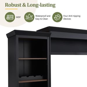 On-Trend 4 pezzi fattoria noce porta TV 70 "ripiani regolabili Media di metà secolo grande portabottiglie per vino scaffale per TV - Product Image 6