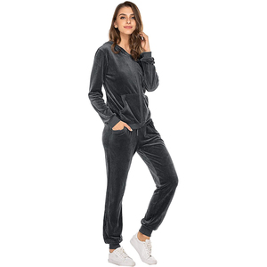 Women Winter Velvet <b>Tracksuit</b> Hood Crop Sets Rhinestone Lightweight Two Piece Streetwear Solid Breathable 100% Cotton Casual - Product Image 5