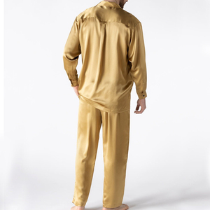 ชุดนอนผ้าไหมซาตินหรูหราสำหรับผู้ชาย ชุดนอนผ้าไหมแท้ เสื้อแขนยาว กางเกงขายาว ชุดนอนสำหรับผู้ชาย - Product Image 3