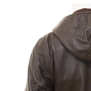 Wholesale <b>Women's</b> Genuine <b>Leather</b> Hooded <b>Jacket</b> Full Sleeve Windproof Winter <b>Long</b> Coat With Zipper Closure Utility Style - Product Image 2