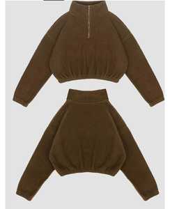 Custom Seamless Fitted Yoga Set Women Cozy 3-Piece Fleece Pullover Winters <b>Workout</b> <b>Jacket</b> Sports Bra High-Waist Leggings - Product Image 3