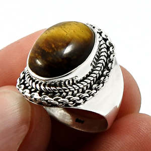 Vintage Style <b>Tiger</b>-<b>Eye</b> Gemstone <b>Ring</b> Made of Solid 925 Sterling Silver Natural Oval Cut Gemstone Handmade Bohemian Jewelry - Product Image 2