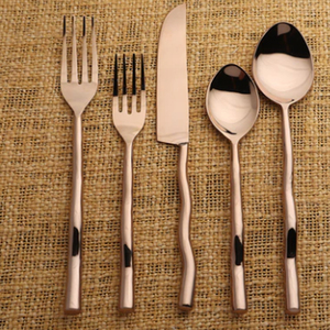 Sidney Stainless Steel Flatware set of 5 pieces with <b>gift</b> <b>box</b> Matte Gold Flatware Set of 5 Pieces Minimalist Design - Product Image 4