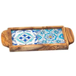 Handmade Wooden Serving Tray Printed Decorative Tray for Tea Coffee Snacks or Breakfast in <b>Kitchen</b> - Product Image 1