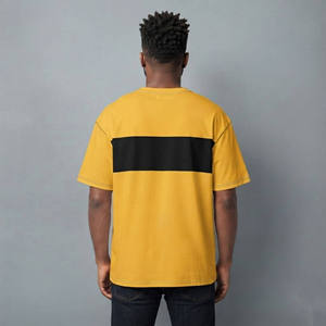 T-shirt col rond en coton épais sur mesure, coupe ample, épaules tombantes, style hip-hop, respirant, écologique, pour homme, idéal pour la gym - Product Image 2