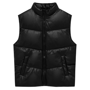 Gilet matelassé bordeaux pour homme à col montant, fermeture éclair, coupe-vent, décontracté, pour l'hiver - Product Image 1
