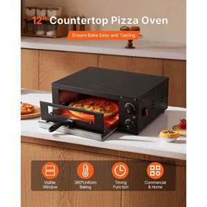 Horno Eléctrico de Convección para Pizza de 12 Pulgadas, Rango de Temperatura de 77-572F, 1450W, Horno para Pizza de Interior con Temporizador - Product Image 2