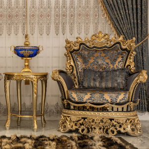 Juego de Sofás Tapizados en Madera de Teca de Lujo Estilo Palacio Majestuoso, Tallados a Mano, Muebles Clásicos Reales para Sala de Estar, Estilo Europeo Premium - Product Image 4