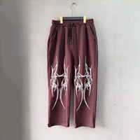 Pantalon de survêtement personnalisé pour homme, imprimé flamme tribale, style Y2K, coupe oversize, en molleton, motif graphique, jambes larges