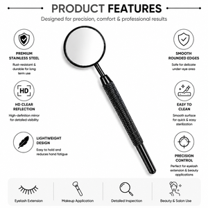 Handheld Pocket Round Metal <b>Mirror</b> 3X <b>Magnifying</b> Single Side Black Finish <b>Makeup</b> Tool - Product Image 4