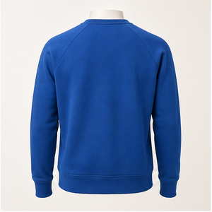 Sweat-shirt personnalisé en coton French Terry bleu cobalt pour homme, coupe décontractée, col rond côtelé classique, performance athlétique MCRW-0040 - Product Image 4