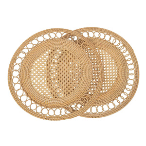 <b>Round</b> Lace Style Rattan Placemat Set Handwoven Natural Woven <b>Table</b> <b>Mat</b> Decorative Dining <b>Table</b> Eco Friendly Boho Home Decor - Product Image 1