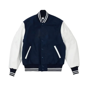 Chaqueta Universitaria Unisex Griega Personalizada |   Mezcla de Lana y Cuero Vacuno de Primera Calidad |   Cintas Bordadas Personalizadas para Fraternidades y Hermandades - Product Image 1