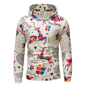 Sweat-shirt de Noël personnalisé pour homme, imprimé par sublimation avec motif géométrique de rennes, pull coloré à motifs graphiques pour les fêtes de Noël - Product Image 1