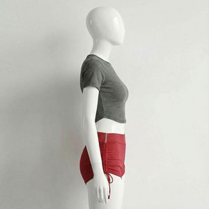 Ensemble deux pièces pour femme : haut court côtelé à manches courtes et short froncé à cordon de serrage - Product Image 4