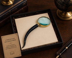 Loupe à poignée en corne noire, loupe de lecture vintage en métal, style antique, accessoire de bureau décoratif, classique pour la maison - Product Image 6