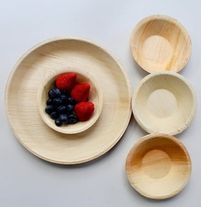 Assiettes jetables rondes en feuille de palmier de 8 pouces, compostables, pour pizzas et sandwichs, compatibles micro-ondes, idéales pour événements, mariages et traiteurs – Vente Flash - Product Image 1