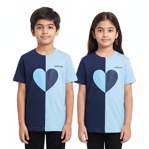 T-shirts décontractés à col rond unisexe pour enfants, sublimation, dégradé bicolore, manches courtes, pour garçons et filles, vêtements décontractés personnalisés OEM - Product Image 5