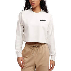 Sudadera corta de manga larga para invierno, cuello redondo, sudadera corta de alta calidad para mujer - Product Image 1