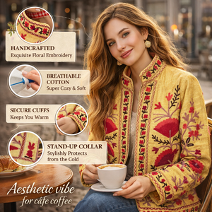 เสื้อแจ็คเก็ตปักลายดอกลาเวนเดอร์สไตล์อาร์ติซาน คอตั้ง มีกระเป๋าข้าง ทำมือ สไตล์โบโฮ บอมเบอร์แจ็คเก็ต - Product Image 5