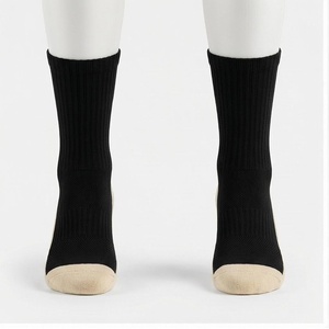 Crew <b>Socks</b> Solid <b>Black</b> Breathable Knitted for Adults Casual Wear - Product Image 1