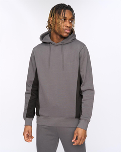 Men's Gray Hooded Fleece Sweatshirt Regular Fit Solid Color Casual Autumn Wear - Product Image 1