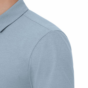 Camiseta de Punto de Manga Corta para Hombre, Color Sólido, Estilo Japonés Informal, Cuello Gris Claro, Talla Grande, Transpirable - Product Image 4