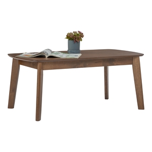 Modern Simple Knock Down Furniture <b>Walnut</b> MDF Center <b>Table</b> with Curved Edges and Solid Wood Legs for Hotel Apartment Office - Product Image 4