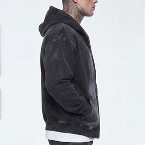 Sweat-shirt zippé à capuche oversize pour homme, en coton French Terry, dégradé de couleurs, avec poches, style décontracté pour l'automne – Vente en gros - Product Image 3