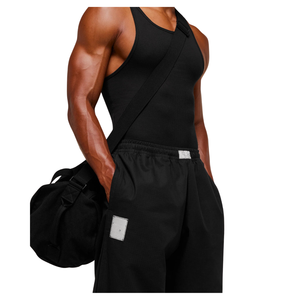 Pantalon de sport noir coupe droite oversize pour homme, style streetwear, taille élastique, idéal pour l'entraînement - Product Image 5