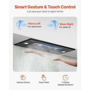 Cappa aspirante da incasso in acciaio da 30 pollici 800 CFM con luci LED e controlli touch gestuali, inserto per cappa da cucina da 30 pollici - Product Image 5