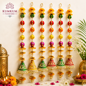 Guirlandes décoratives multicolores légères faites à la main avec pompons et pampilles Gotta Patti pour mariage indien, Noël, Haldi, Mehndi - Product Image 1